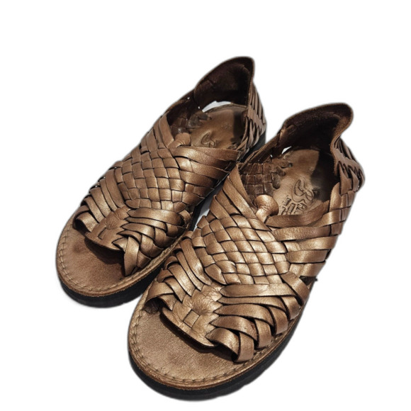 Brand X Huaraches Woven Leather Sandals Flats with Chunky Sole Size 6.5 Brown - Picture 1 of 9